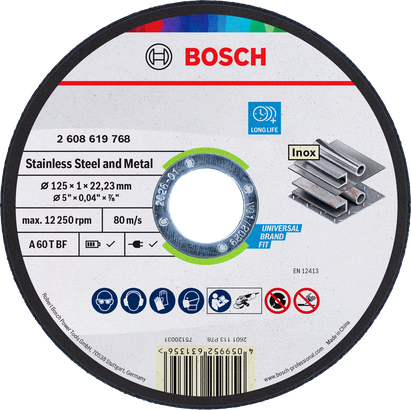 Bosch roostevaba terase ja metalli lõikeketas 125 mm.